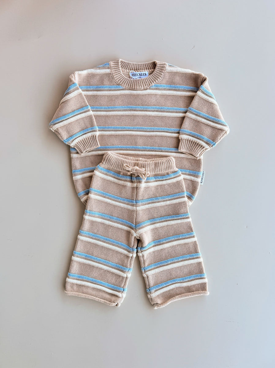 Raised Stripe Knit SET  | Oat/Arctic/Snow