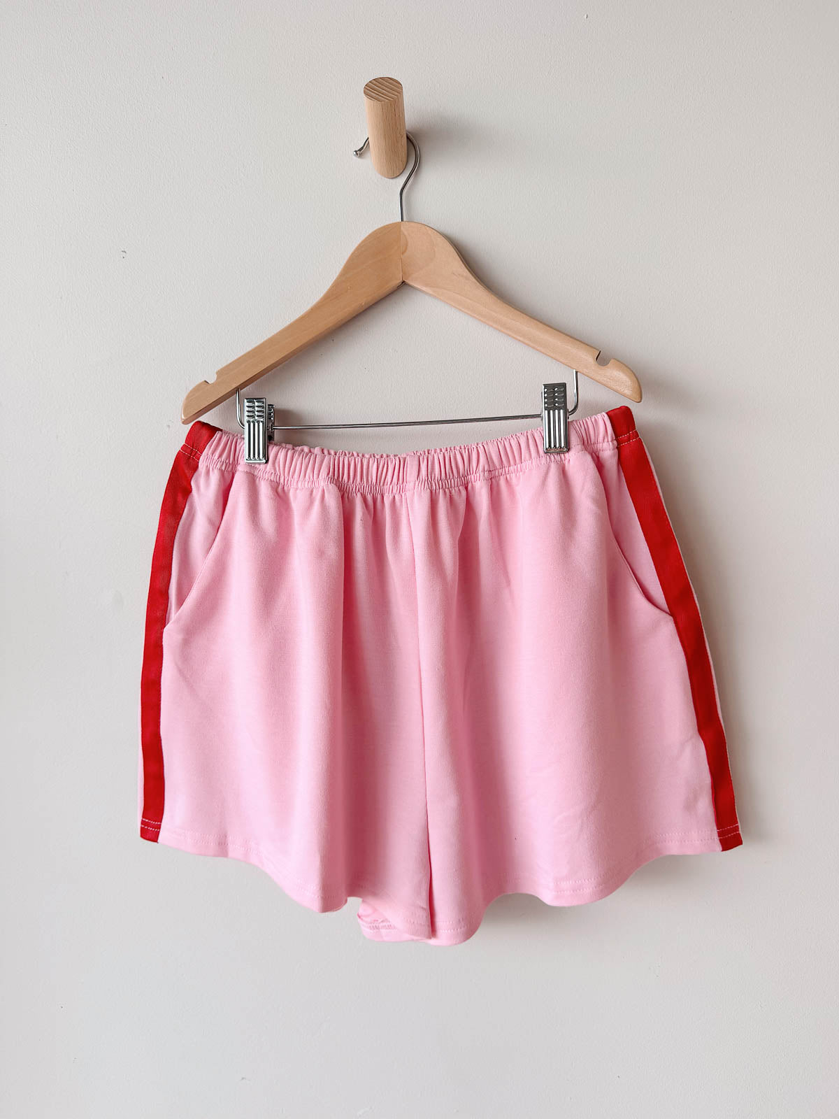 Women's Shorts | Terry Pink Red Stripe
