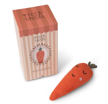 Linen Cotton Rattle in Box | Carrot