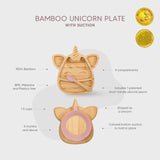Bamboo Plate with Blush Pink Suction and Spoon | Unicorn