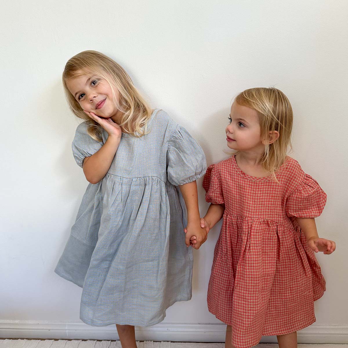 Pippa Linen Dress | Seafoam Blue Petite Check