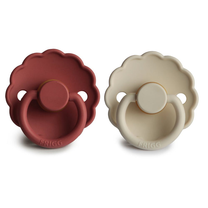 Round Latex 2-Pack Pacifiers | Daisy | Baked Clay/Cream