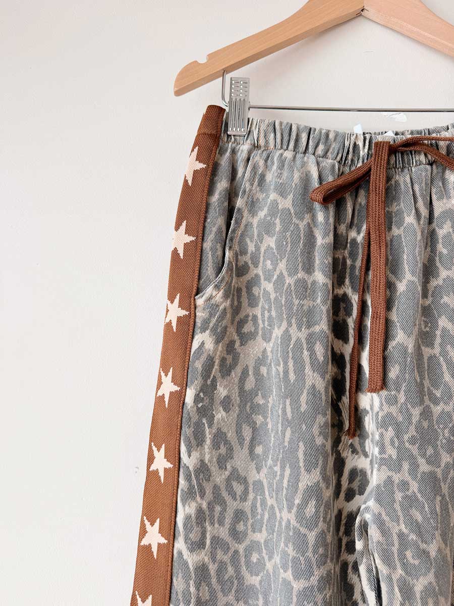 Women's Denim Pants | Light Leopard/ Cream Star