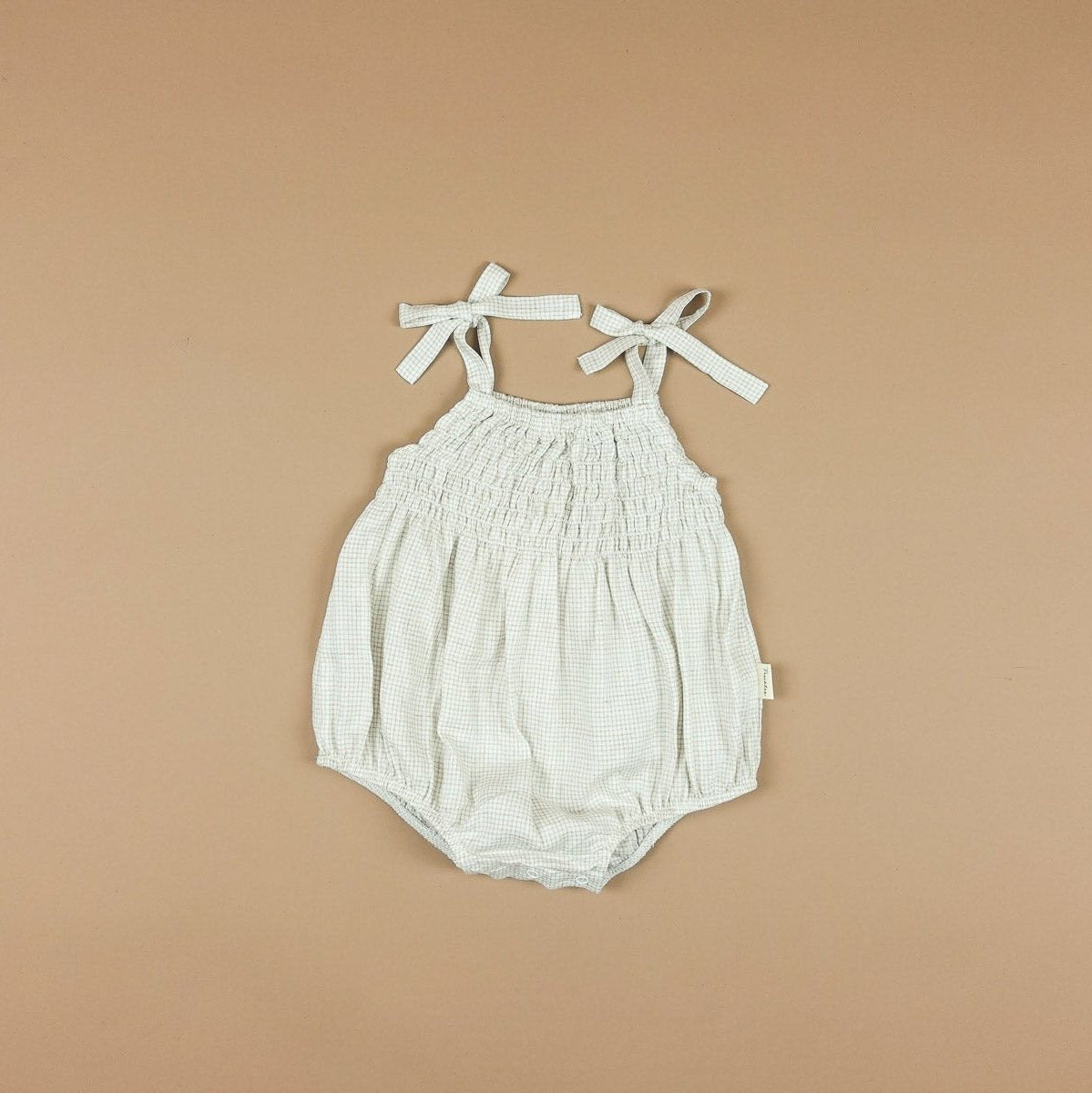 Millie Shirred Tie Romper | Oat