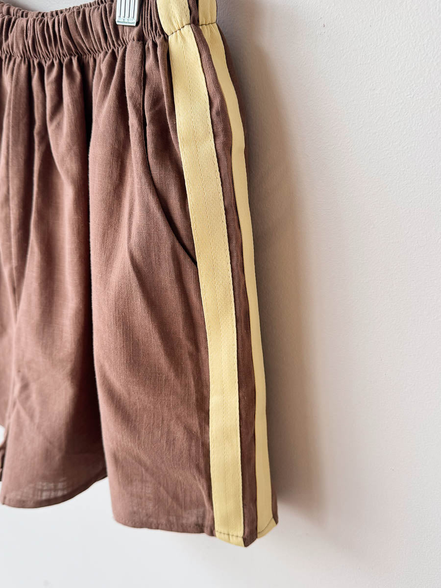 Women's Shorts | Chocolate/Yellow Racer Stripe