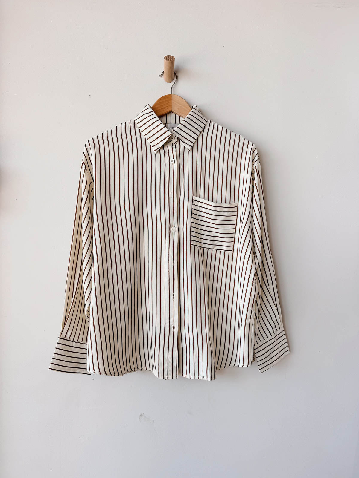Women's Silky Shirt | Butter/Choc Stripe