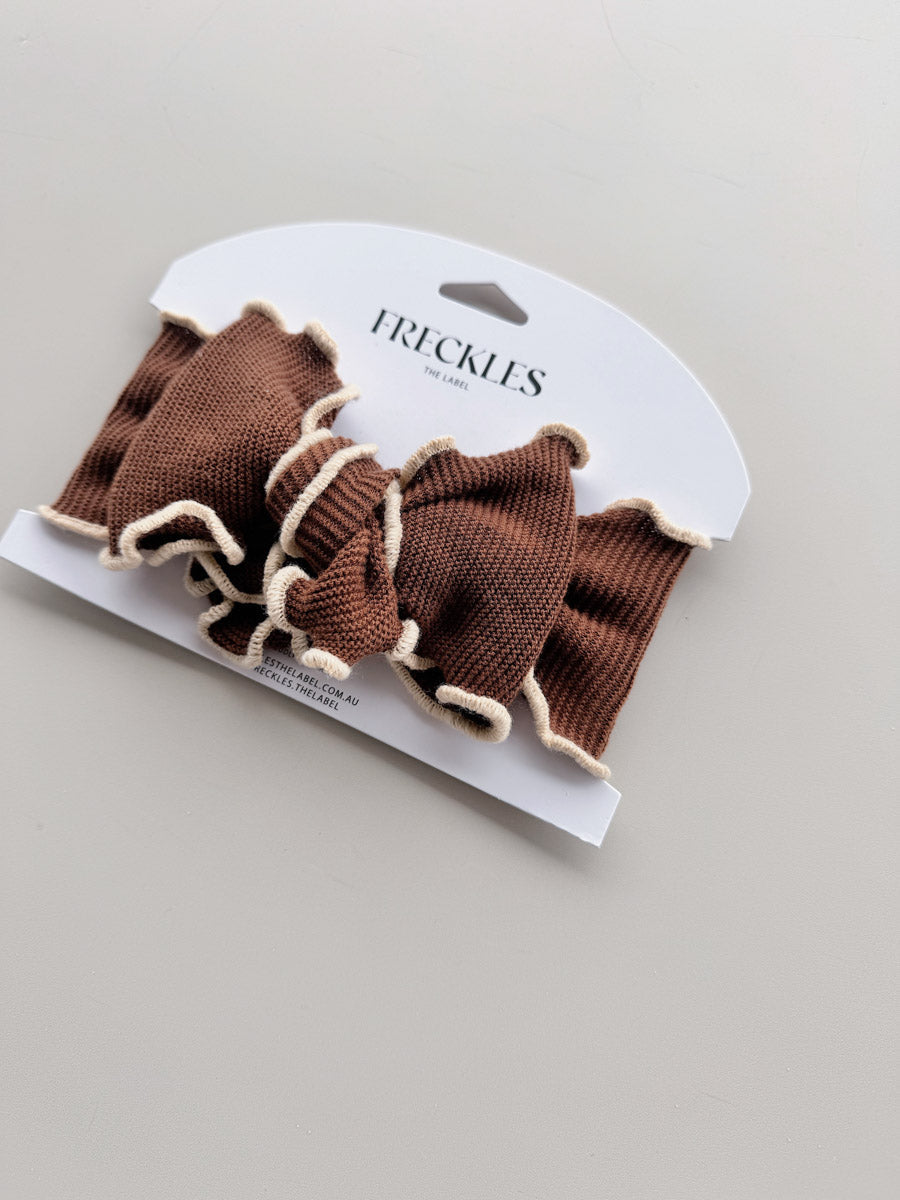 Knit Frill Baby Headband | Chocolate/Oat