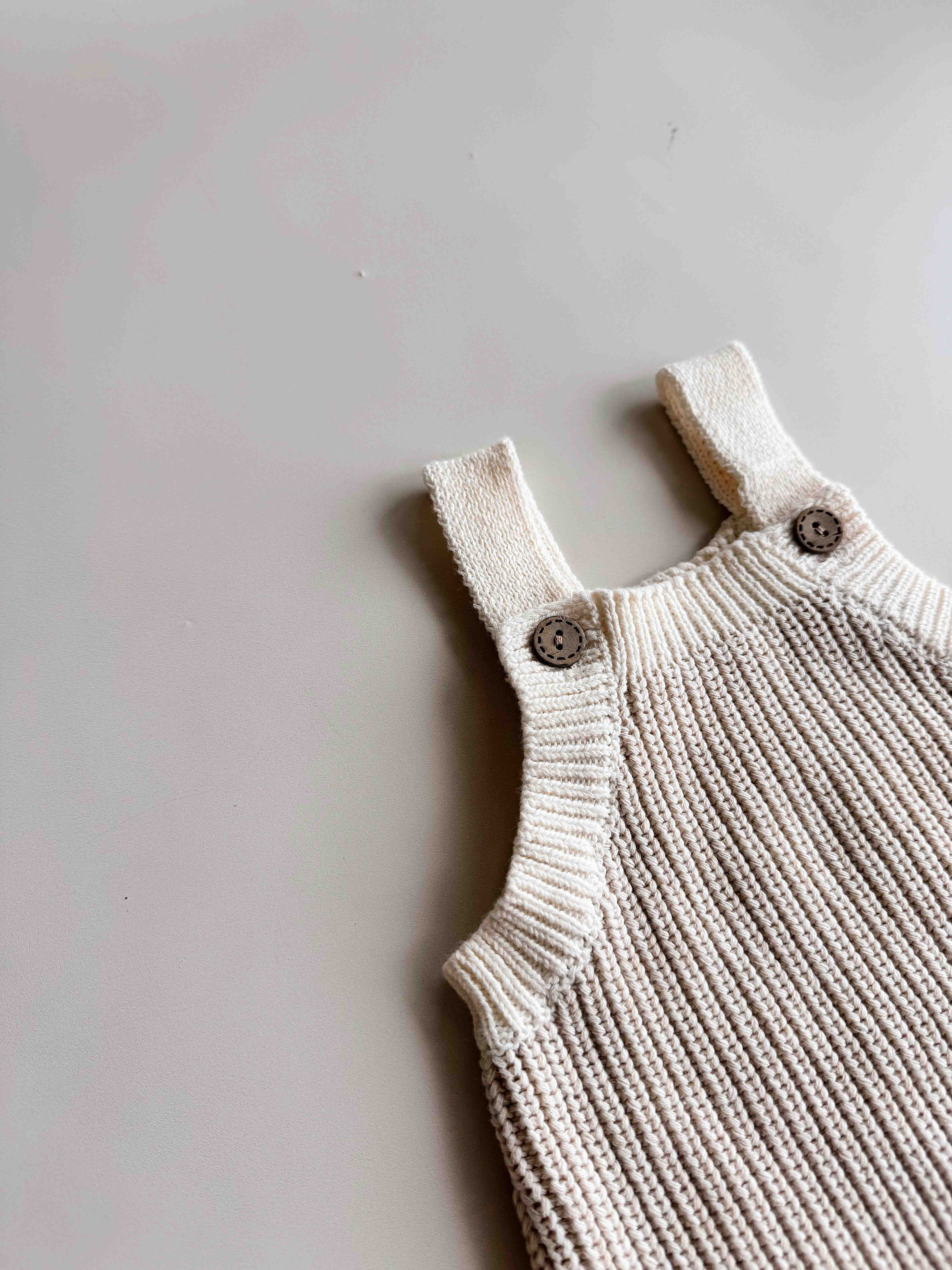 Chunky Button Romper | Oat