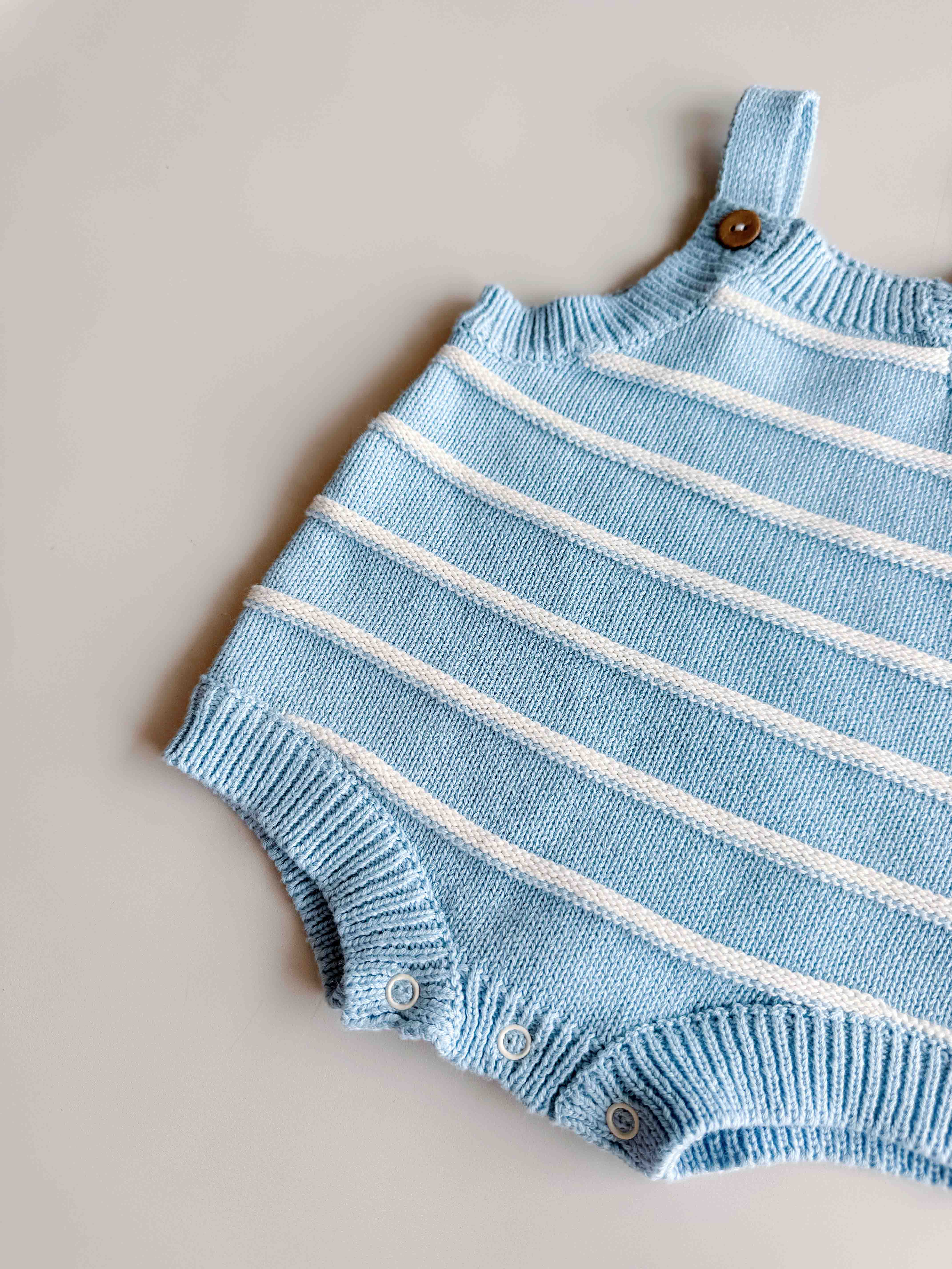 Raised Stripe Button Romper | Arctic