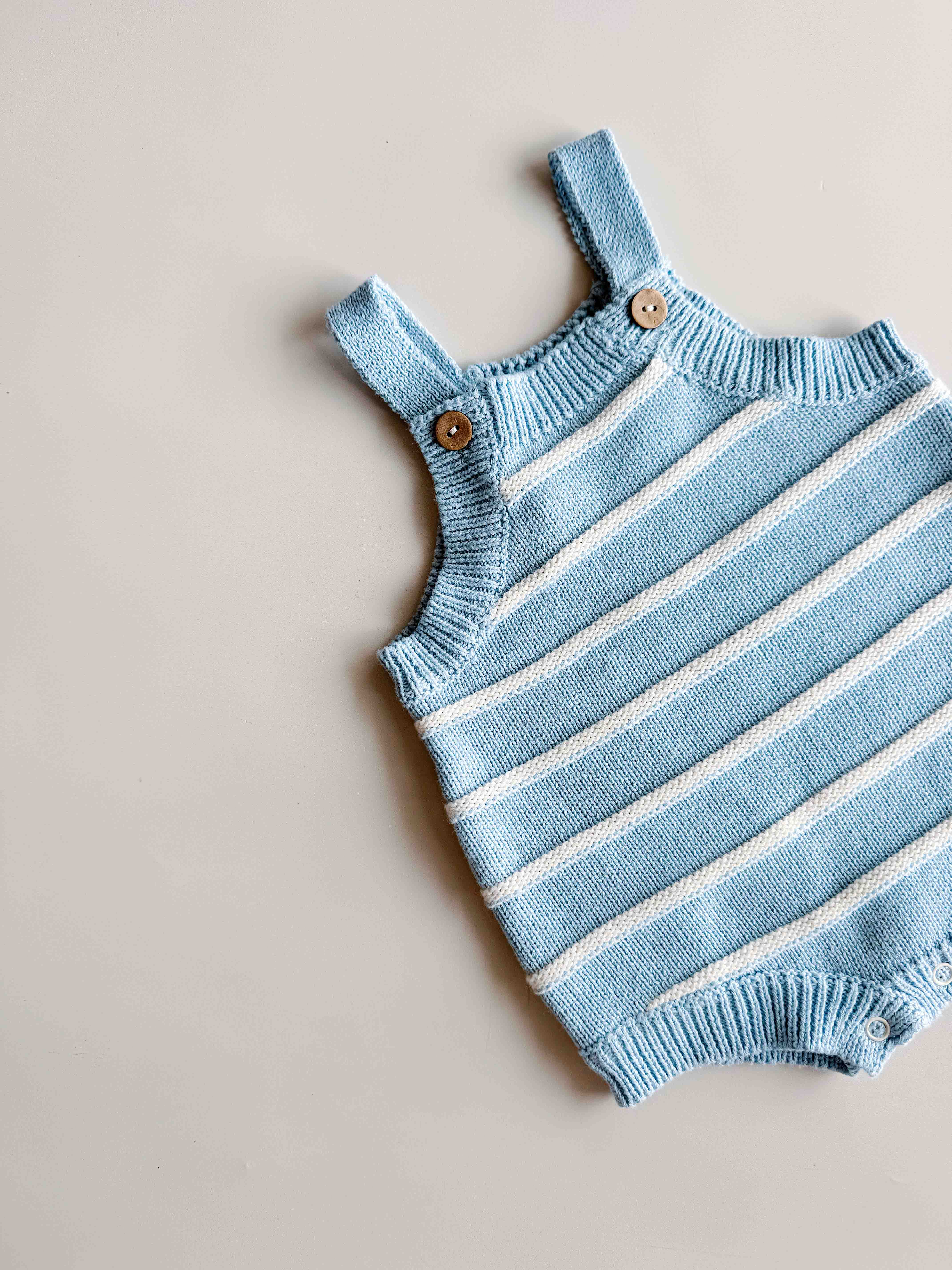 Raised Stripe Button Romper | Arctic