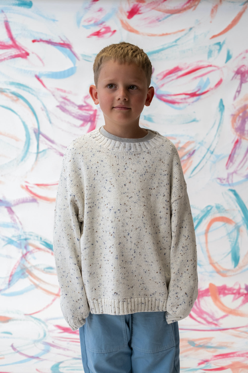 Organic Funfetti Knit Pull Over - Surf