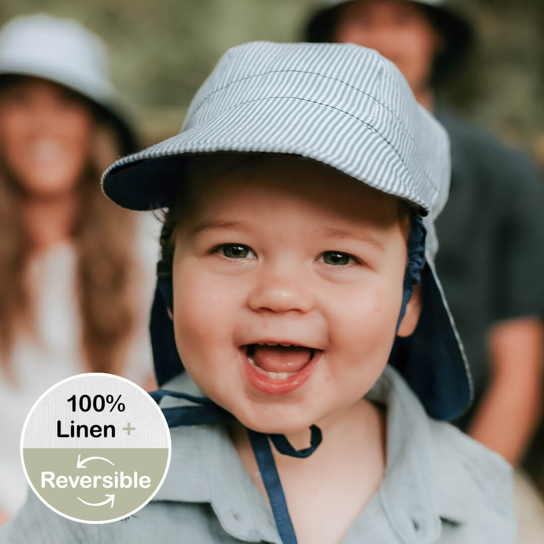 Lounger Baby Flap Sun Hat | Charlie / Indigo
