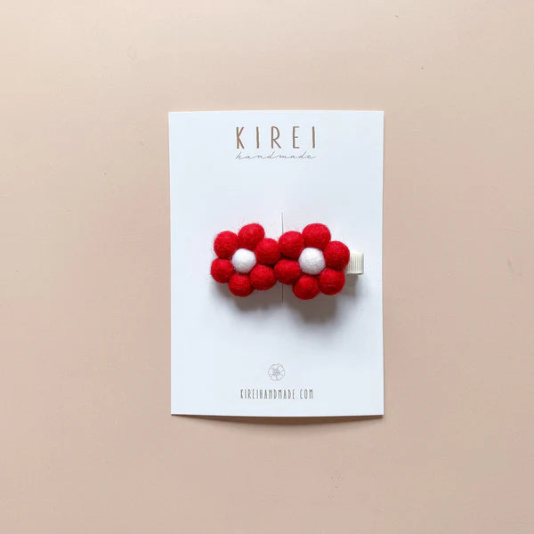 Bar Clip | Red Pompom Daisy | Single