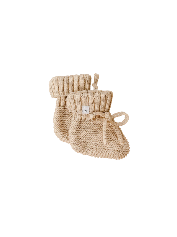 Cotton Knitted Booties l Wheat