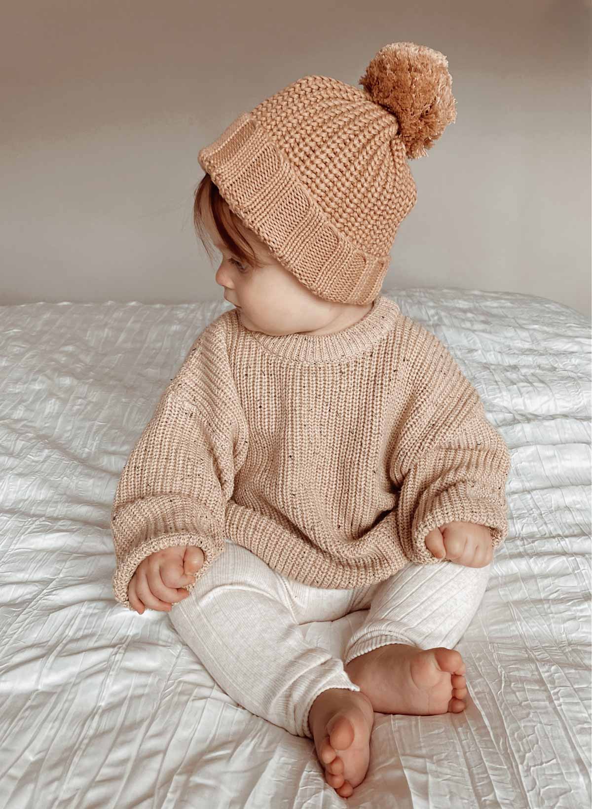 Jamie Unisex Cotton Sweater | Latte Speck
