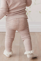 Organic Cotton Modal Elastane Legging | Powder Pink Marle