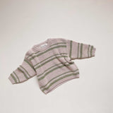 Jamie Unisex Cotton Sweater | Green Stripes