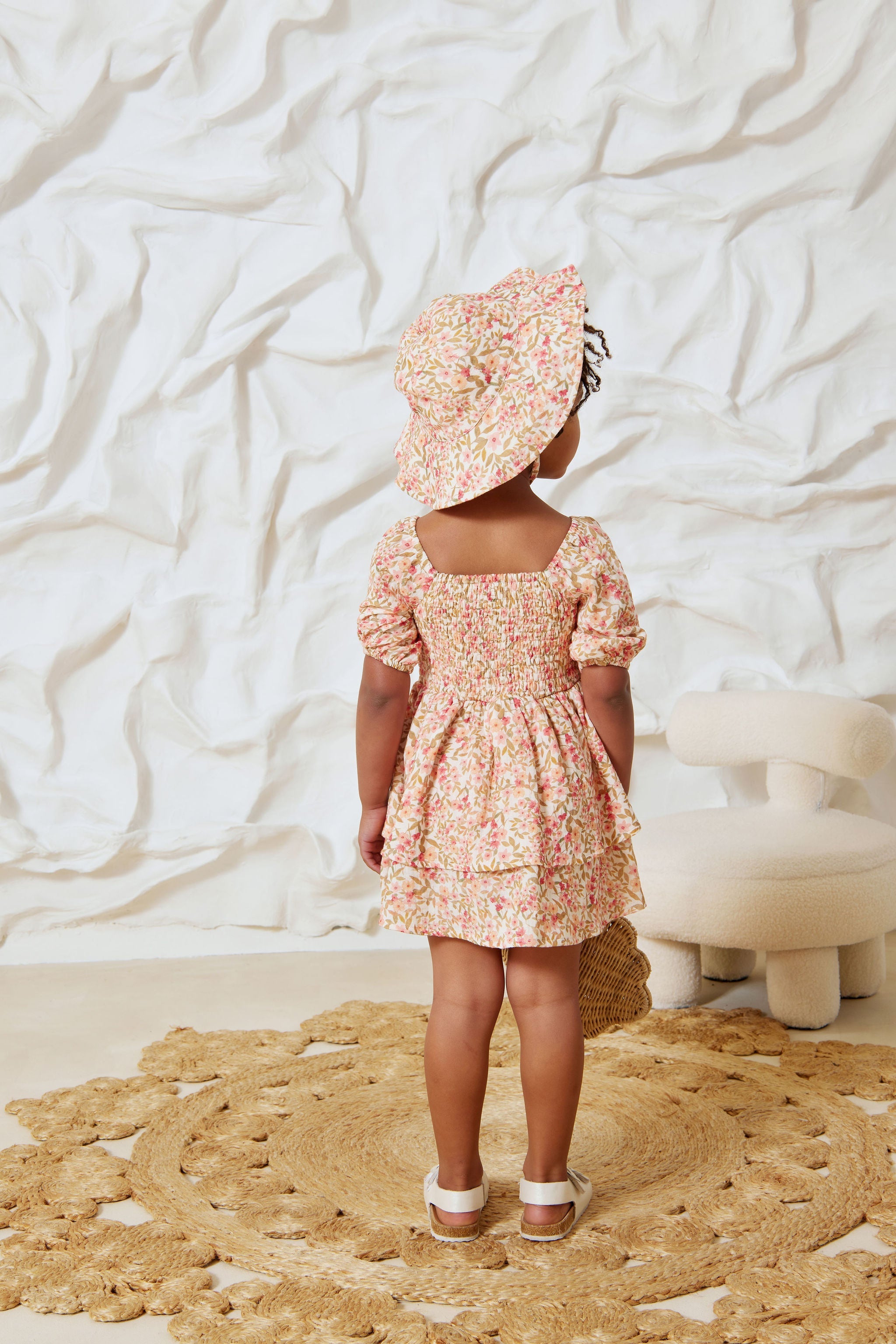Spring Blossom Shirred Dress
