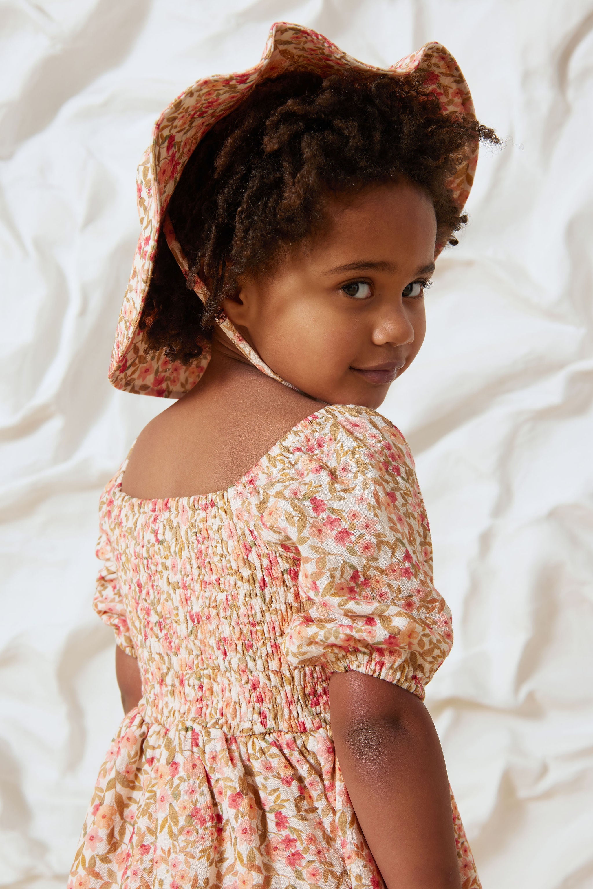 Spring Blossom Shirred Dress