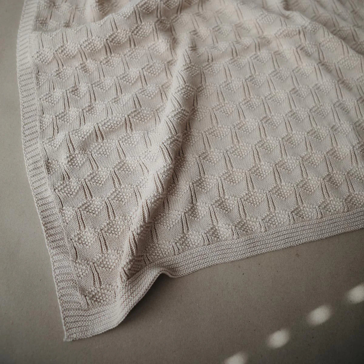 Knitted Honeycomb Baby Blanket | Beige