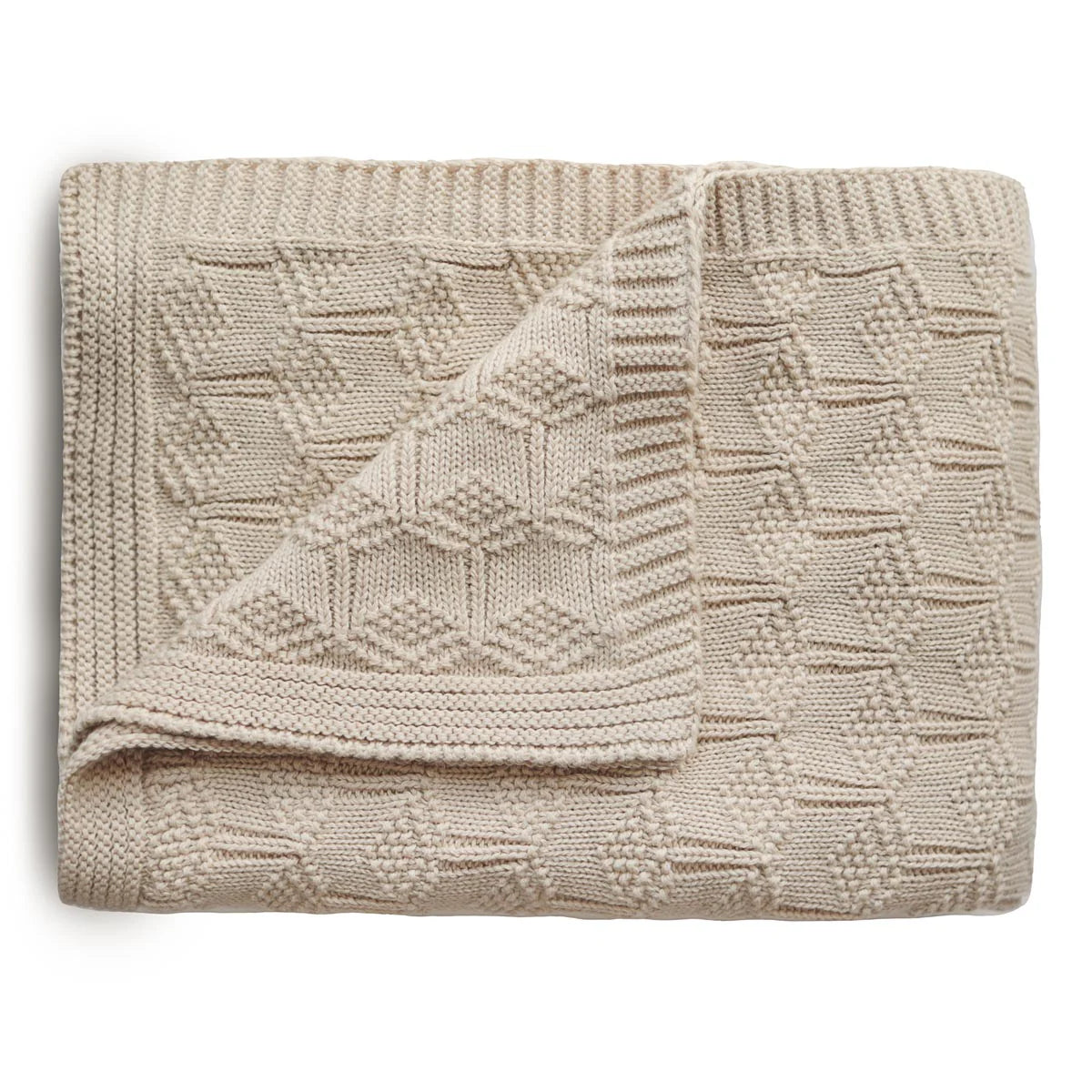 Knitted Honeycomb Baby Blanket | Beige