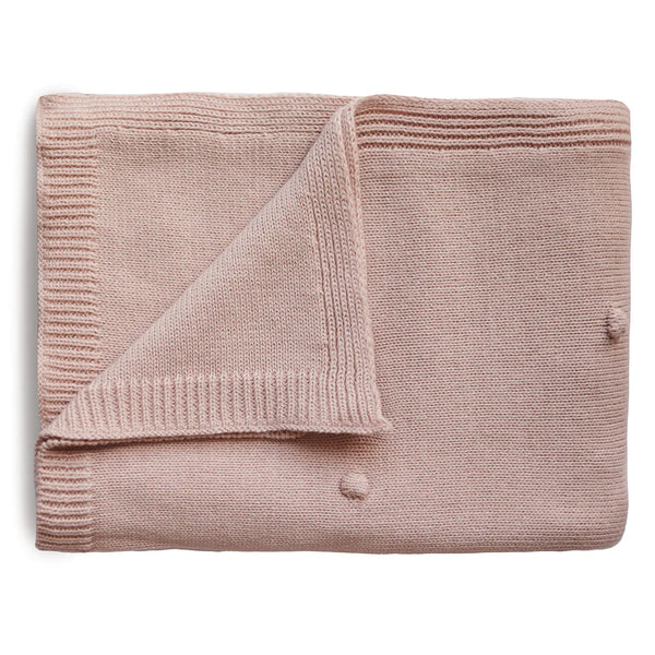 Organic Knitted Baby Blanket | Dot Blush