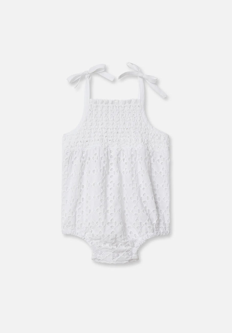 Baby Shirred Bodysuit | Shell Broderie
