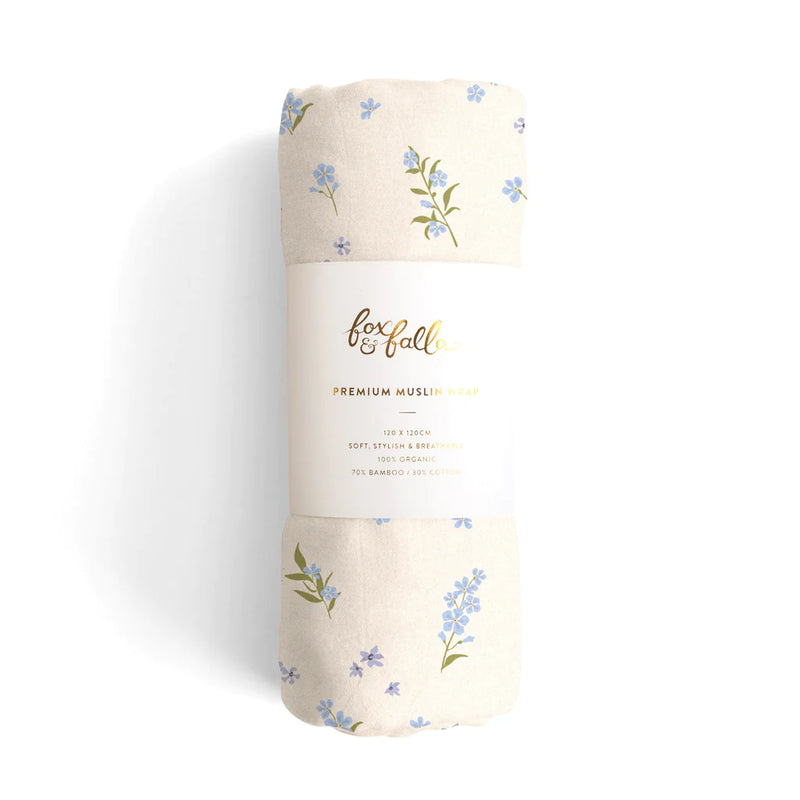 Forget-Me-Not Organic Muslin Wrap Swaddle