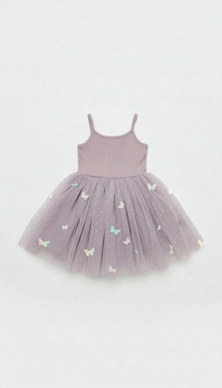 Tulle Party Dress | Mauve Butterfly