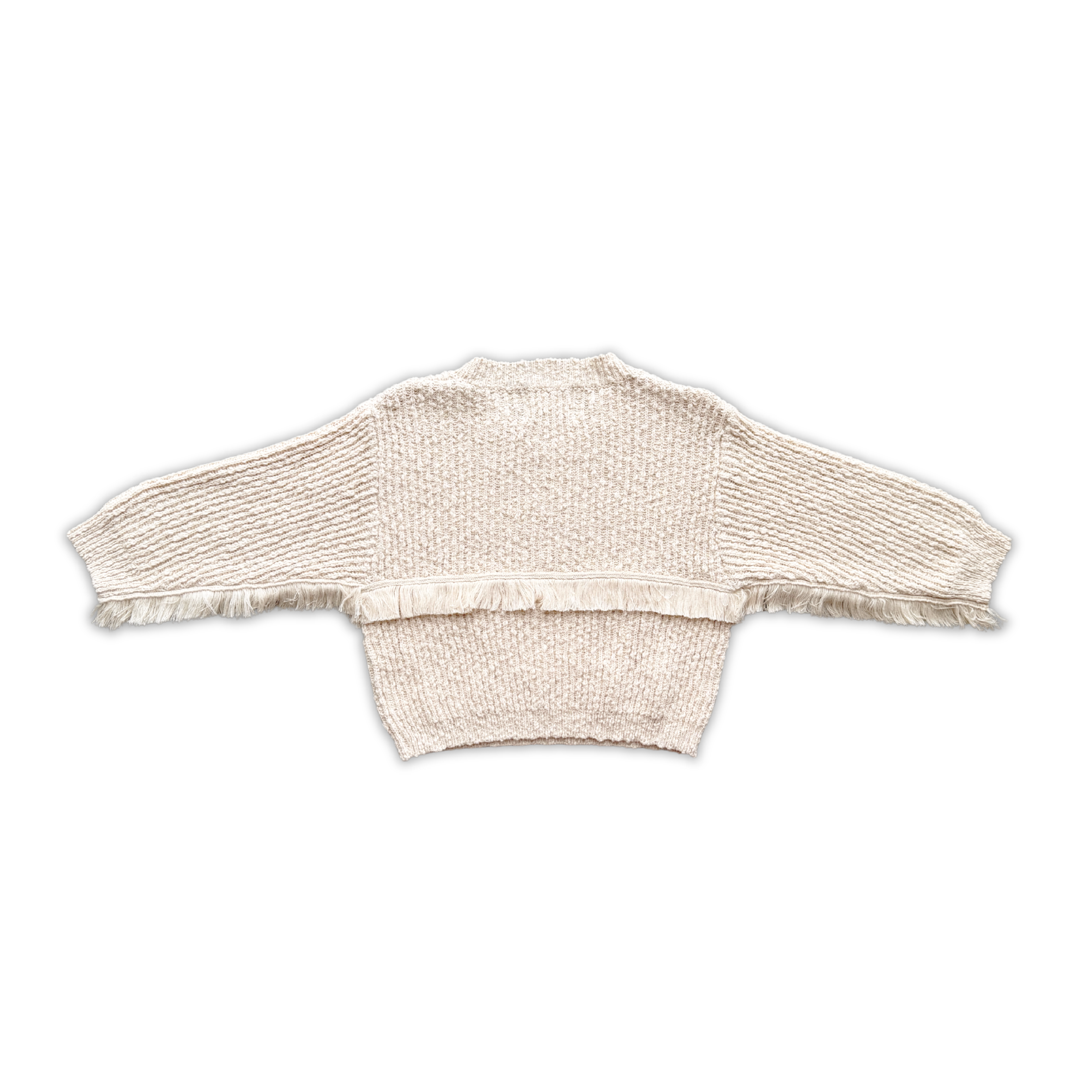 Organic Fringe Rib Knit Pull Over - Natural