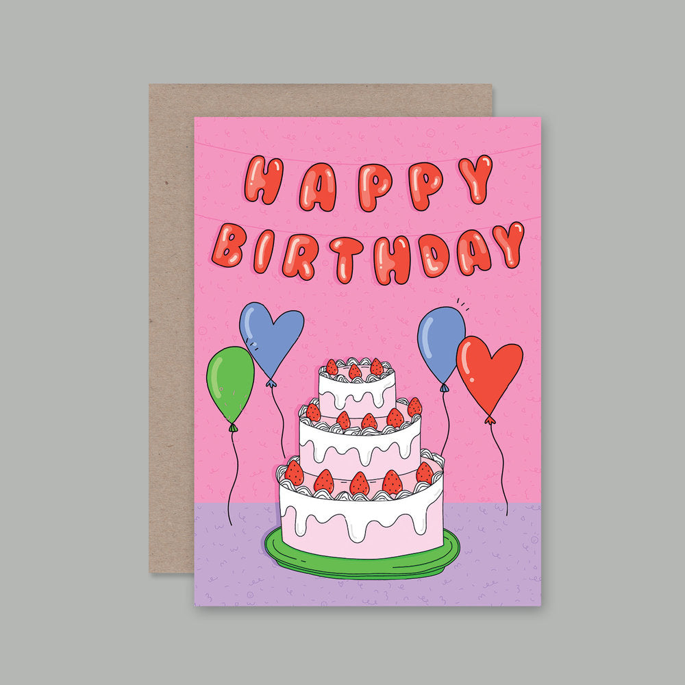 Card | Happy Birthday Cake/Pink