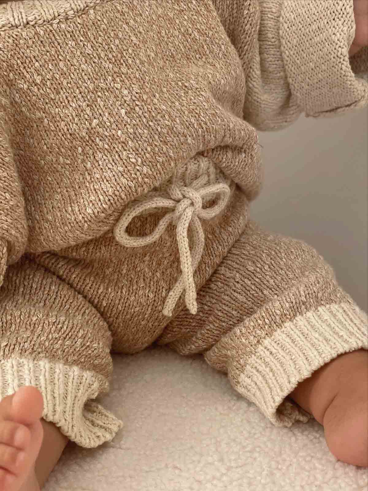 Cotton Boucle Blocked Pants