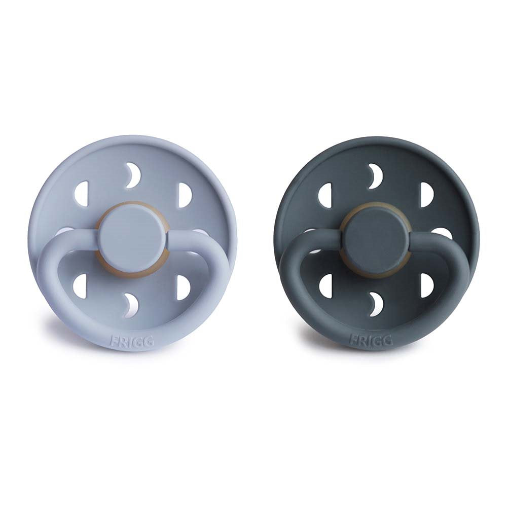 Round Latex 2-Pack Pacifiers | Moon Phase | Powder Blue/Slate