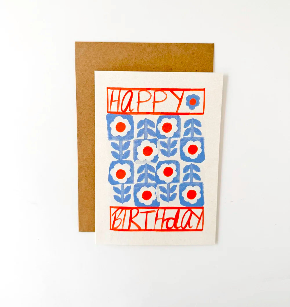 Card | Happy Birthday Blue Floral