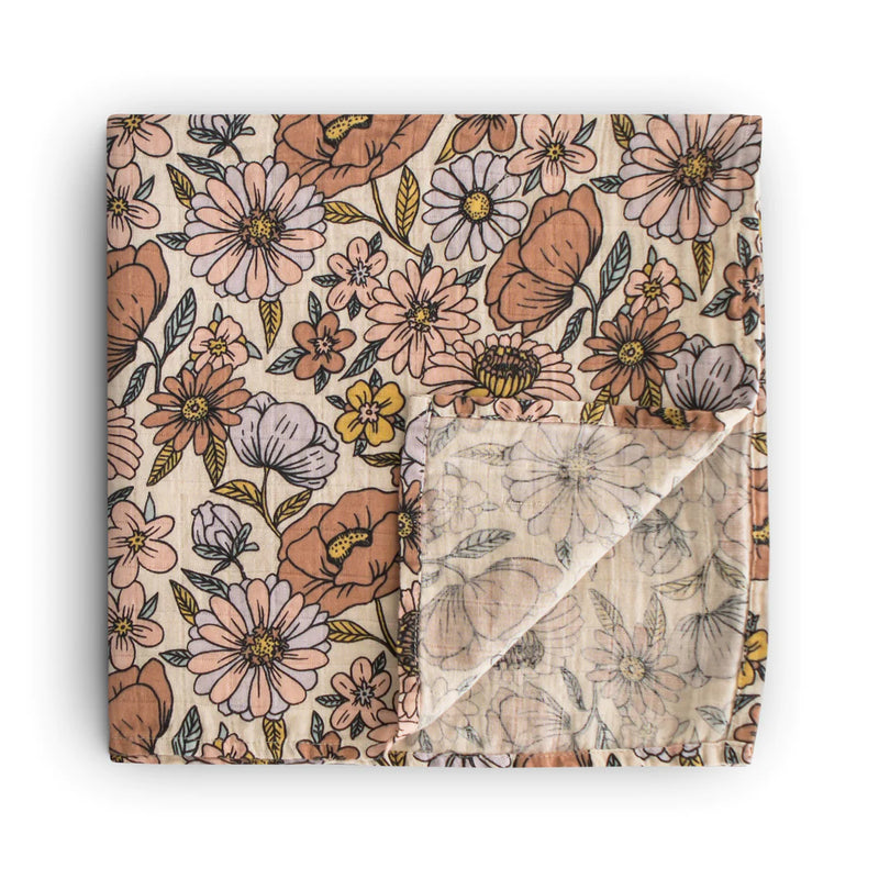 Organic Cotton Swaddle | Retro Flowers