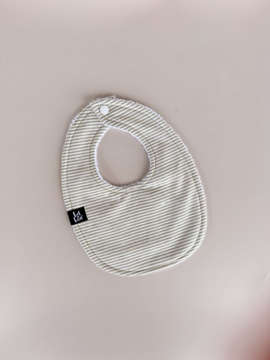 Sage Striped baby bib 