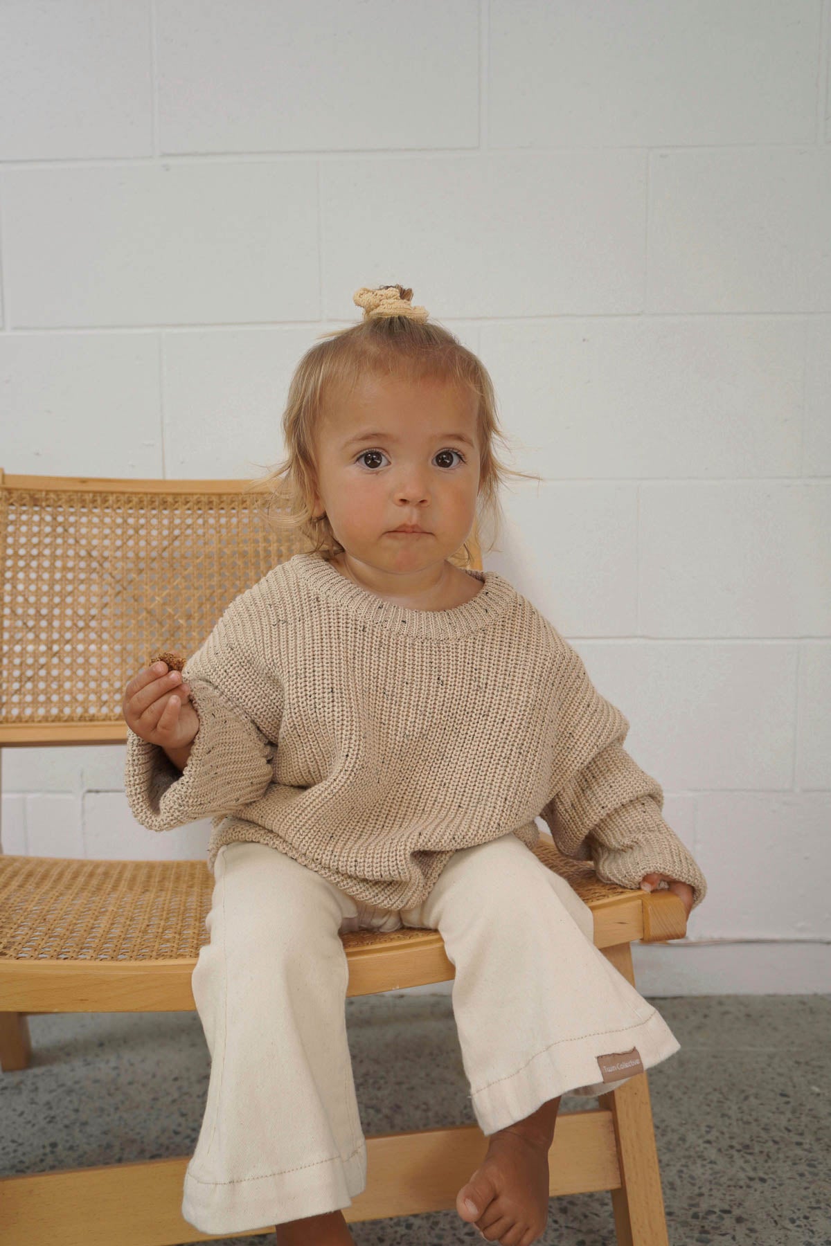 Jamie Unisex Cotton Sweater | Latte Speck
