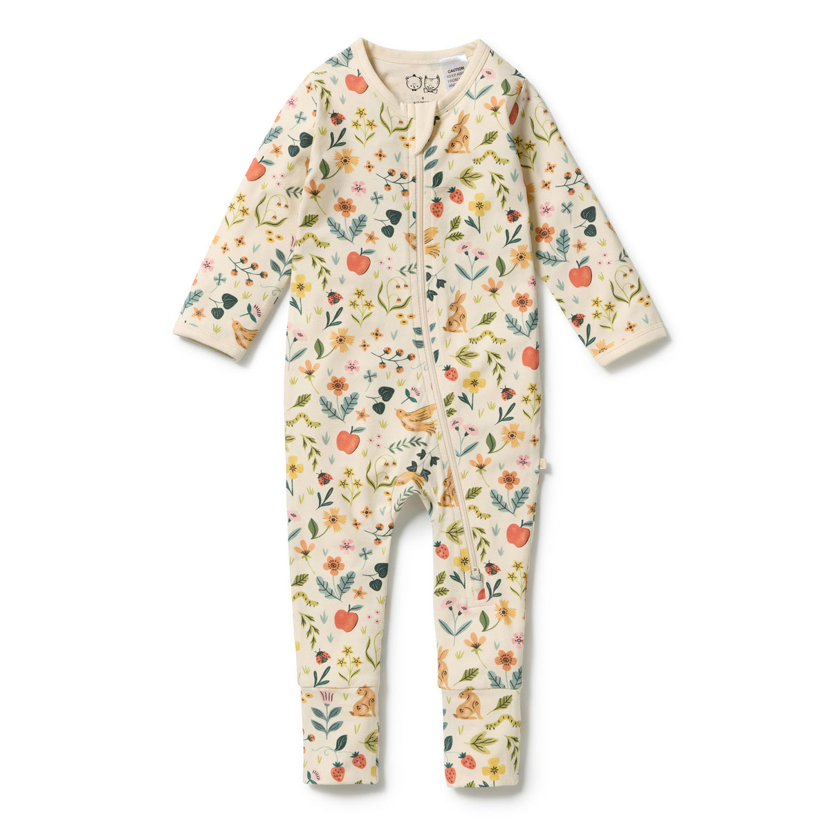 Organic Zipsuit with Feet | Summer Garden