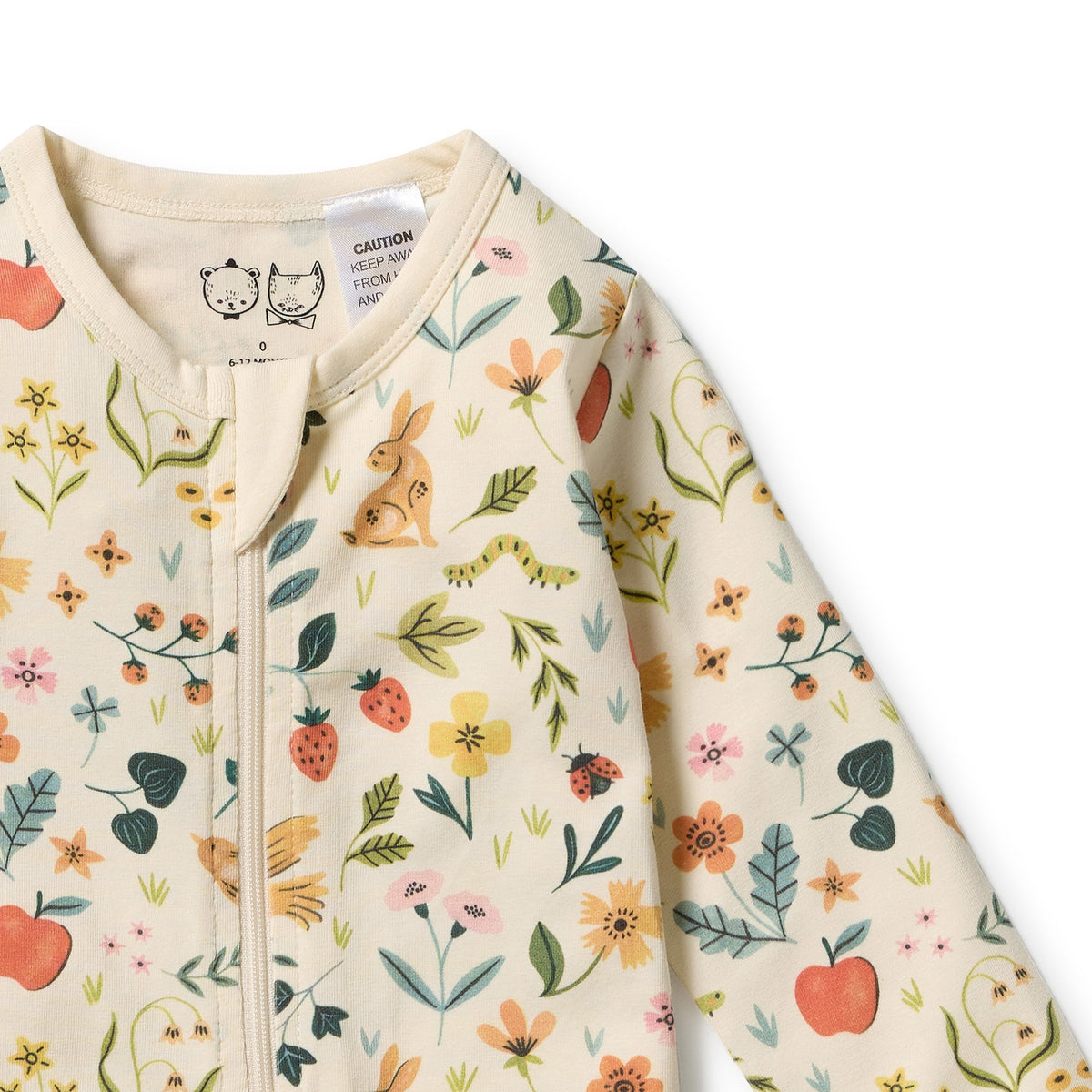 Organic Zipsuit with Feet | Summer Garden