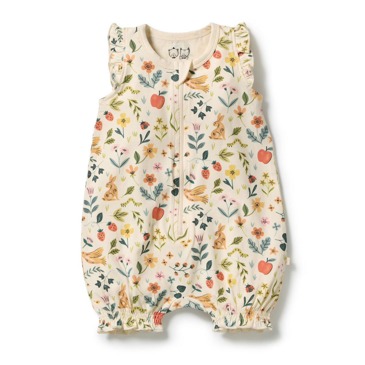Organic Ruffle Zipsuit | Summer Garden