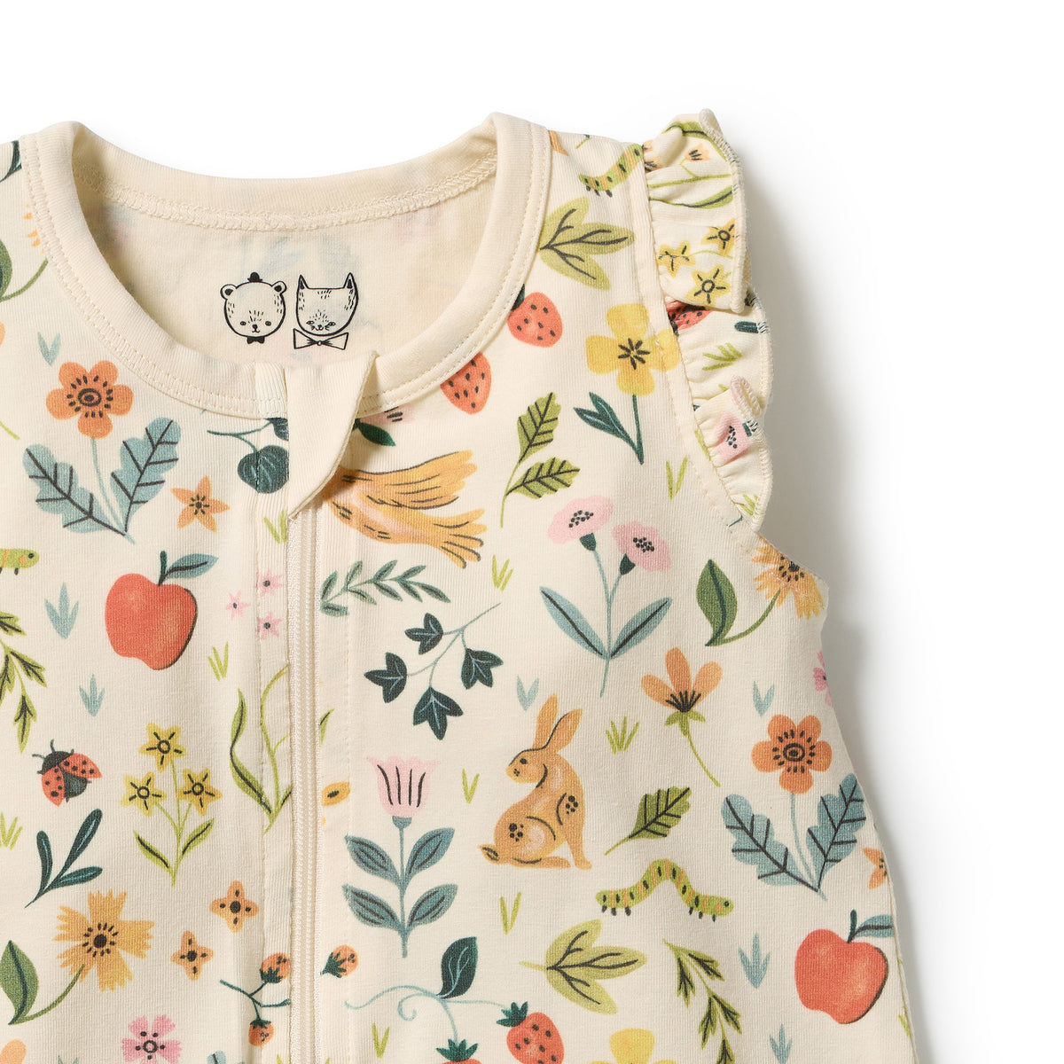 Organic Ruffle Zipsuit | Summer Garden