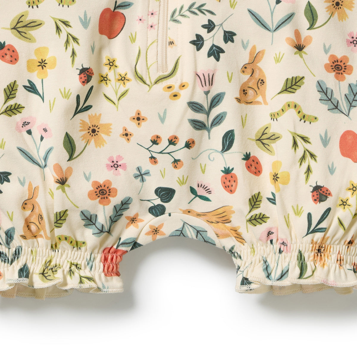 Organic Ruffle Zipsuit | Summer Garden