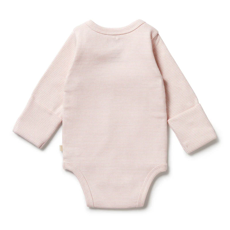 Organic Stripe Rib Bodysuit | Kimono | Cantaloupe