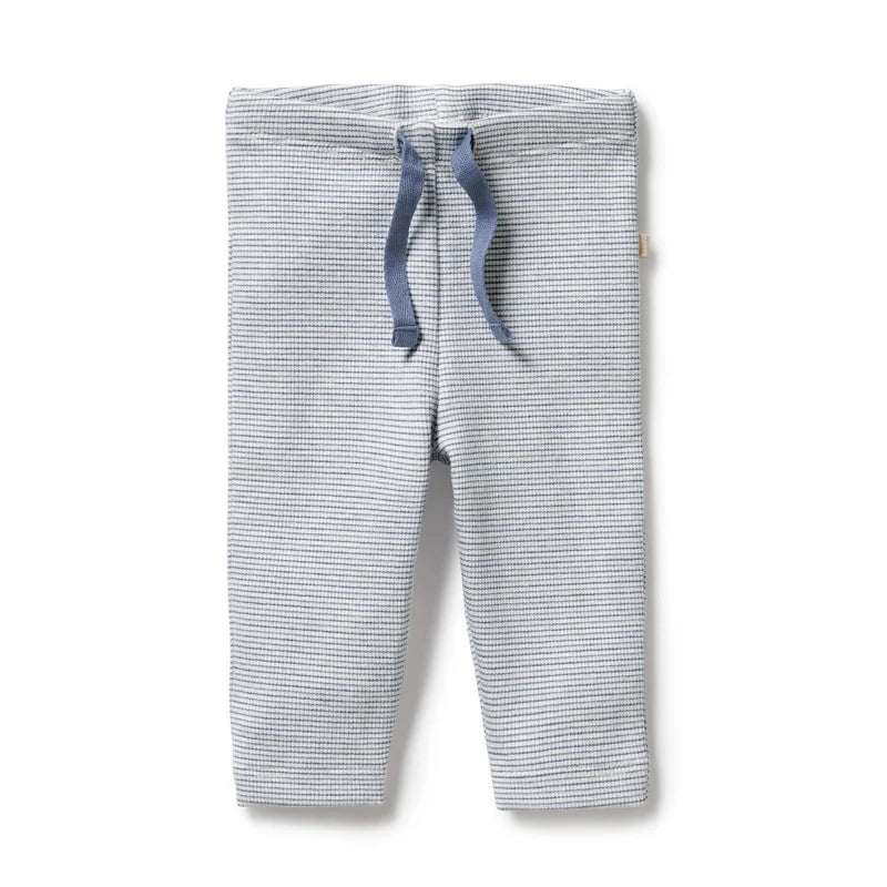 Organic Stripe Rib Legging | Rain Drop