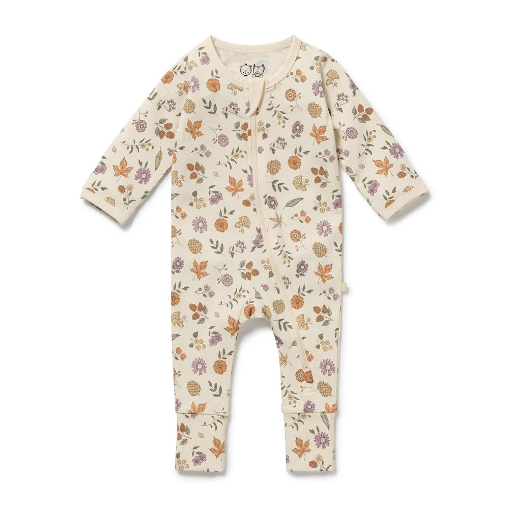 Organic Zipsuit with Feet | Maple Glow