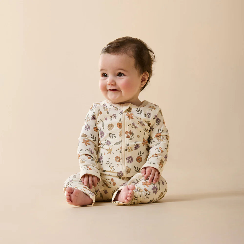 Organic Zipsuit with Feet | Maple Glow