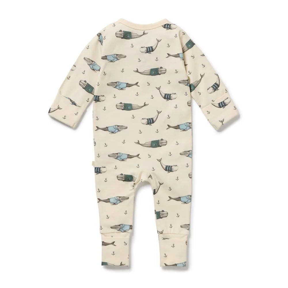 Organic Zipsuit with Feet | Woolly Whales
