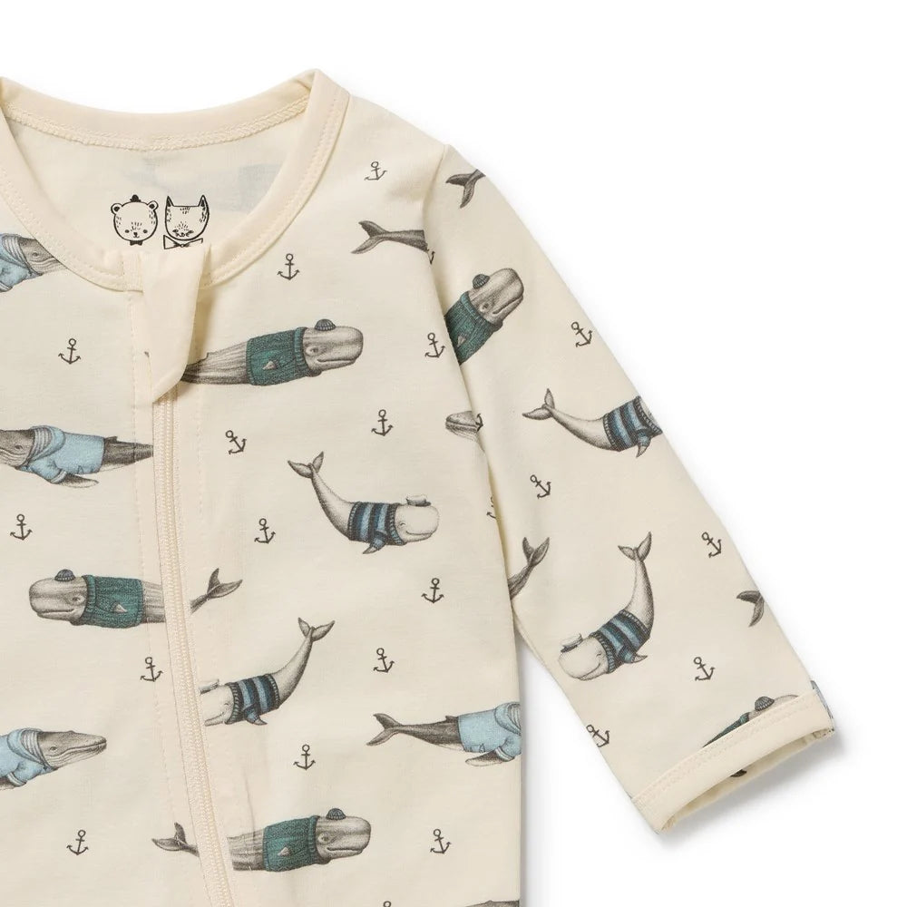 Organic Zipsuit with Feet | Woolly Whales