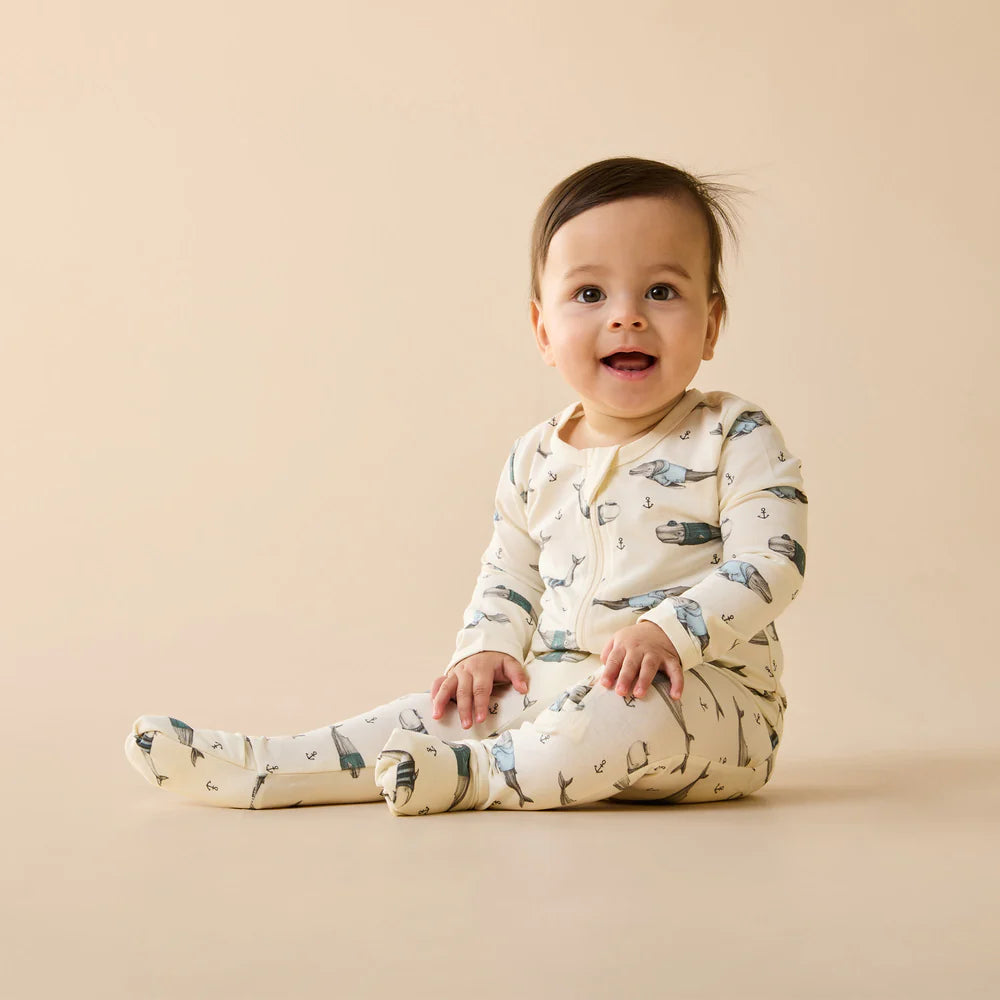 Organic Zipsuit with Feet | Woolly Whales