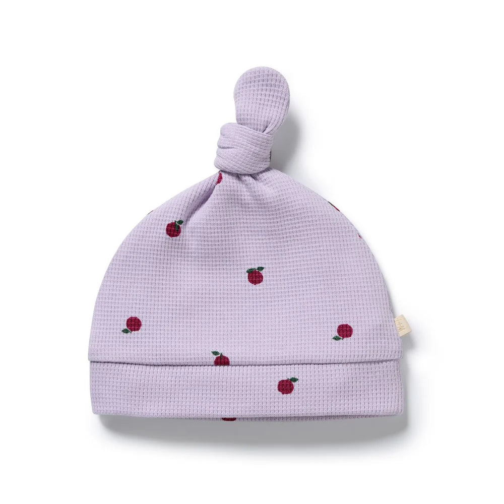 Organic Waffle Knot Newborn Hat | Berry Plum